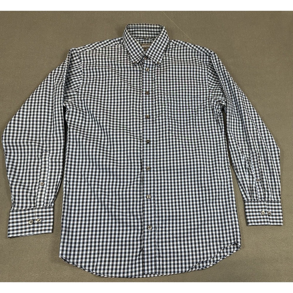Kenneth Cole Reaction Dress Shirt Mens 15-15 1/2 32-33 Blue Check Pattern